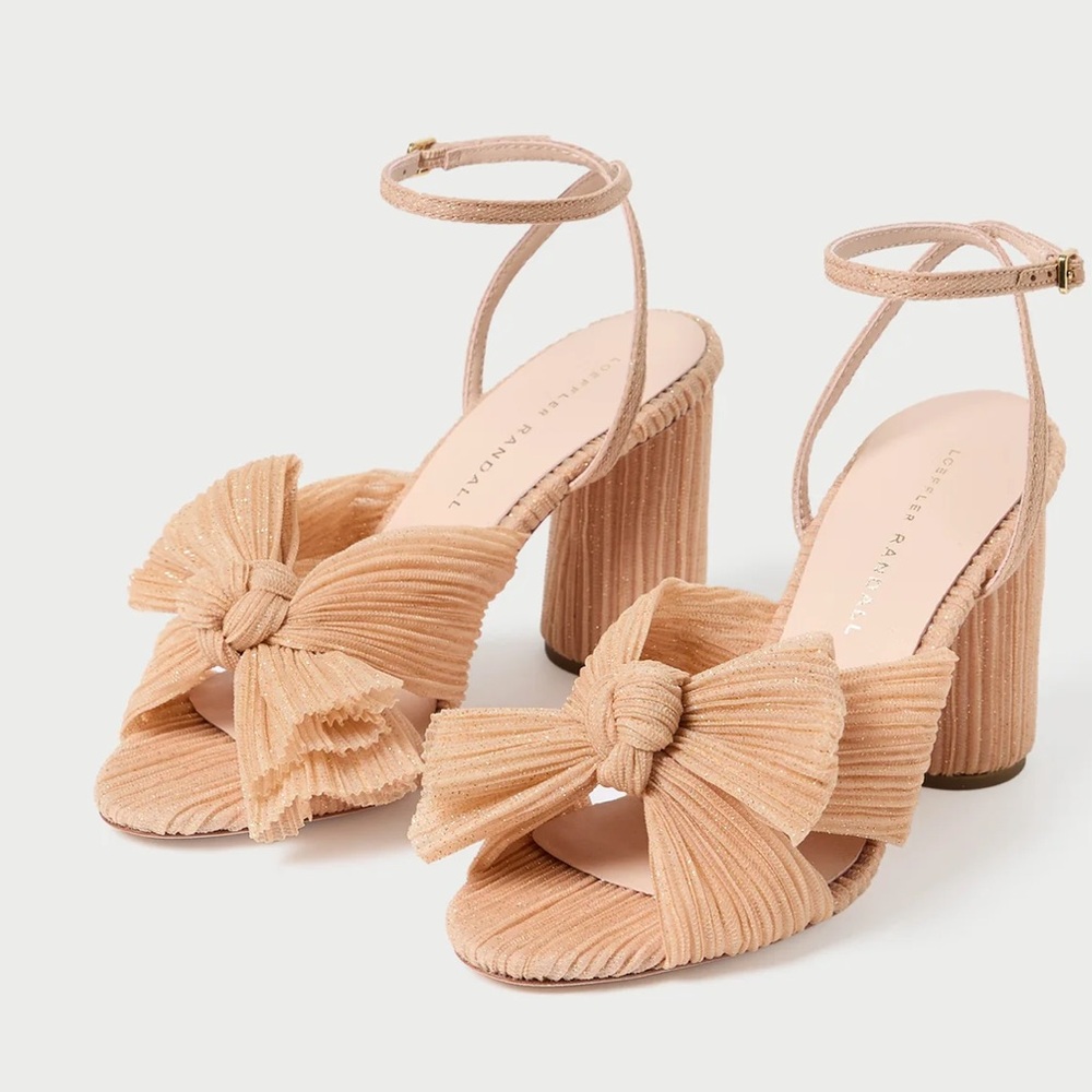 Elegant Tan Bow Heeled Sandals